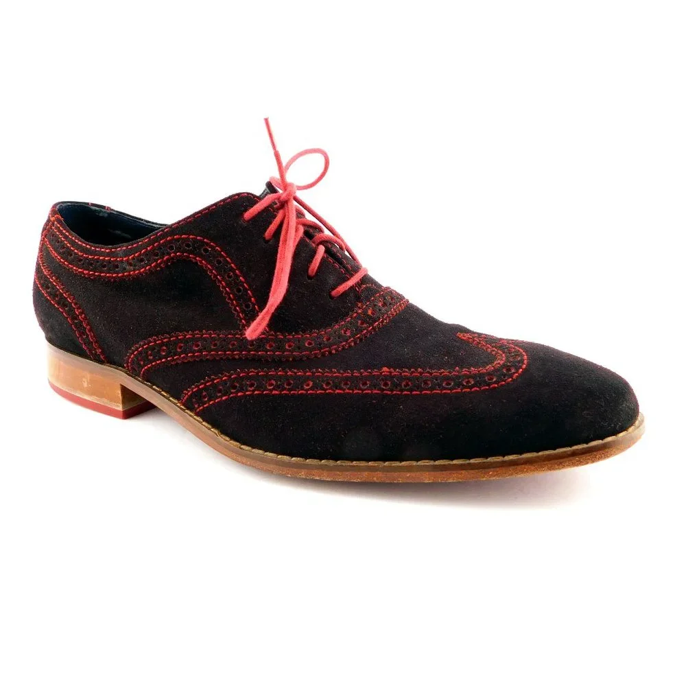COLE HAAN Nike Air Brown Suede Leather Wingtip Oxfords Shoes 12